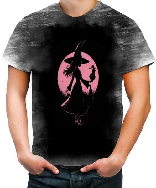 Imagem de Camiseta Desgaste Bruxa Halloween Rosa 9