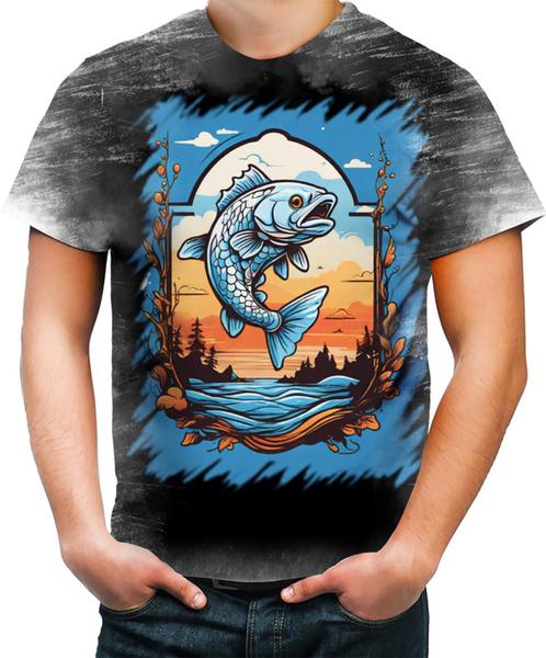 Imagem de Camiseta Desgaste Pesca Esportiva Peixes Azul Paz 4