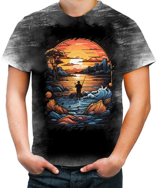 Imagem de Camiseta Desgaste Pesca Esportiva Pôr do Sol Peixes 5