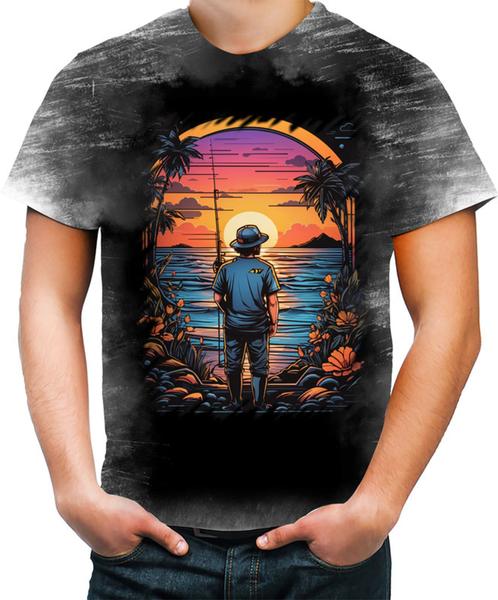 Imagem de Camiseta Desgaste Pesca Esportiva Pôr do Sol Peixes 6