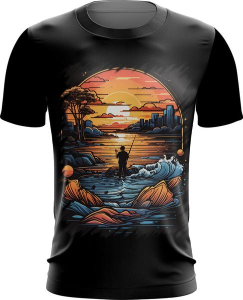 Imagem de Camiseta Dryfit Pesca Esportiva Pôr do Sol Peixes 5