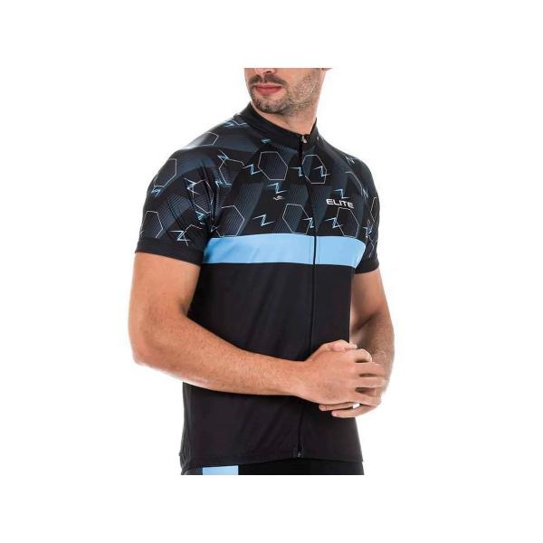 Imagem de Camiseta Elite Meia Manga Masculina Bicicleta Preto/Celeste