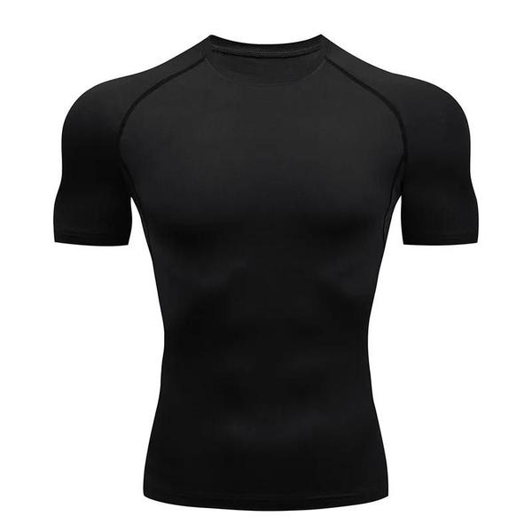 Imagem de Camiseta Esportiva Masculina de Compressão - Secagem Rápida, Manga Curta para Academia e Corrida