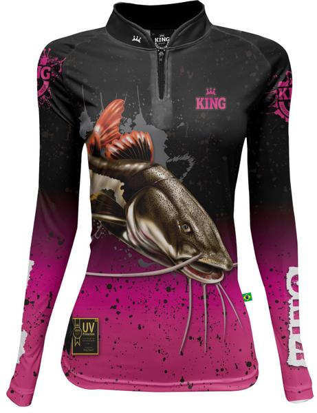 Imagem de Camiseta Feminina de Pesca Pirarara Com Ziper e Gola Proteção Solar UV50+ King