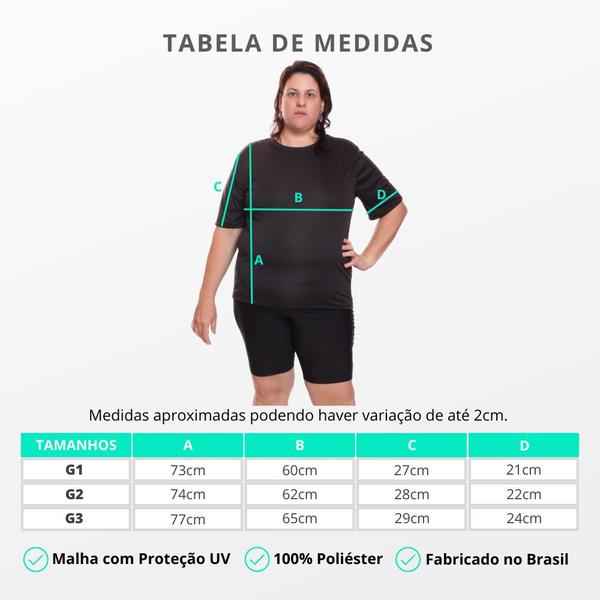 Imagem de Camiseta Feminina Plus Size Manga Curta Dry Fit Lisa Proteção Solar UV Térmica Camisa Treino Academia Praia