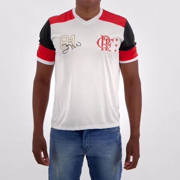 Imagem de Camiseta Flamengo Retrô Zico Masculina - Branco