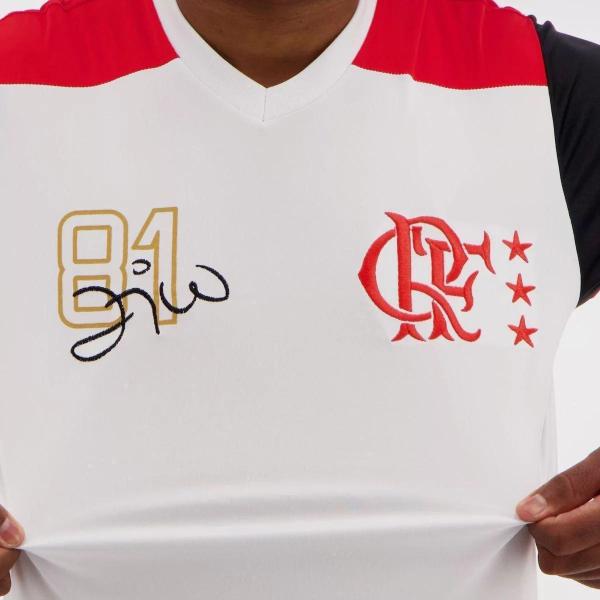 Imagem de Camiseta Flamengo Retrô Zico Masculina - Branco