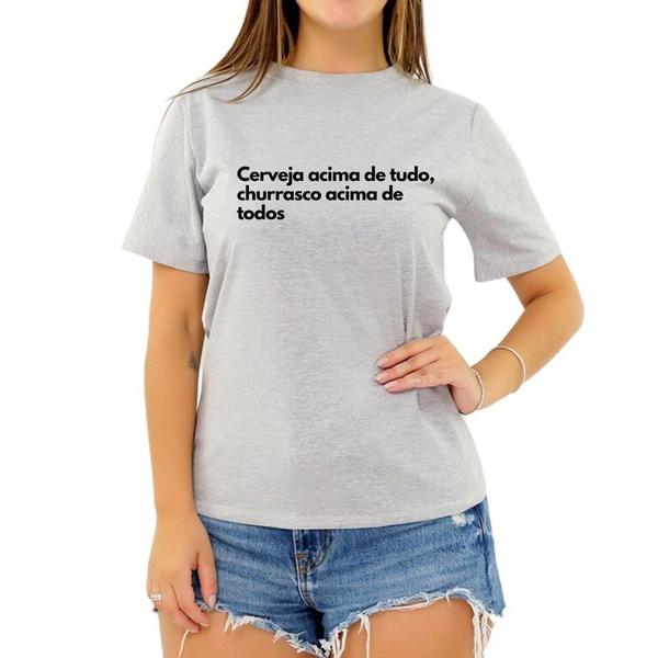 Imagem de Camiseta Frase Bera Acima De Tudo Churras Criativa Feminina