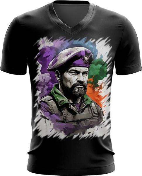 Imagem de Camiseta Gola V Boina Roxa Soldado Batalhão 5