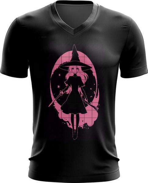 Imagem de Camiseta Gola V Bruxa Halloween Rosa 6