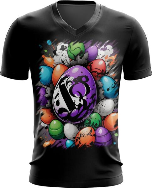 Imagem de Camiseta Gola V de Ovos de Páscoa Artísticos 13