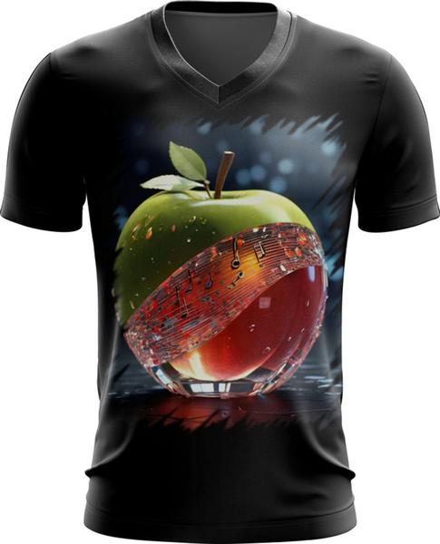 Imagem de Camiseta Gola V Maçã Musical de Cristal 3