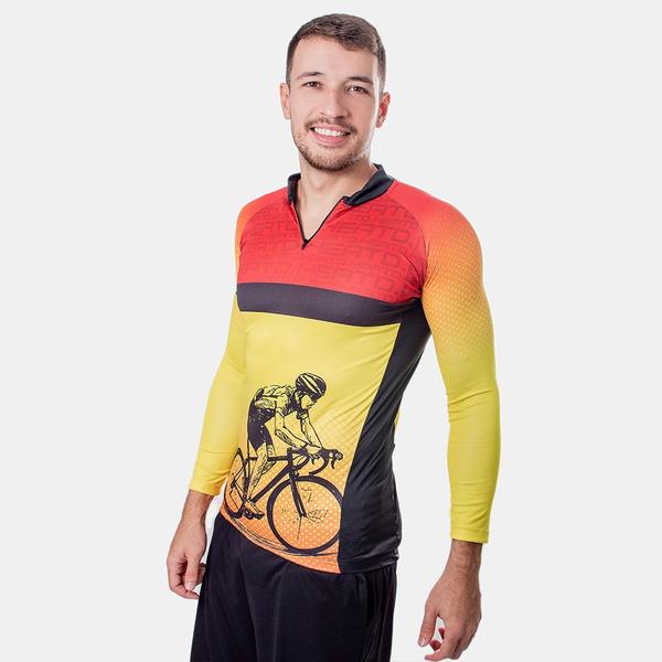 Imagem de Camiseta Head Ciclismo Manga Longa Vermelha e Amarela