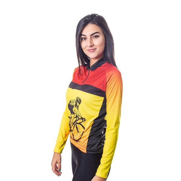 Camiseta Headt Ciclismo Manga Longa Feminina Vermelha - Heatd Imagem de Camiseta Headt Ciclismo Manga Longa Feminina Vermelha