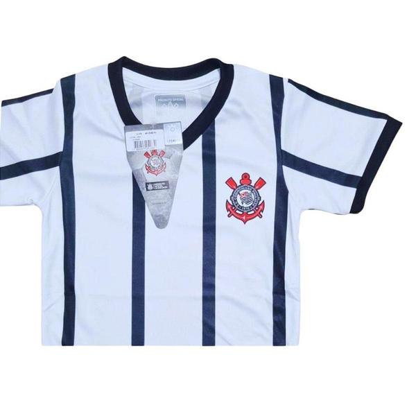 Imagem de Camiseta Infantil Corinthians Branca Listras Oficial