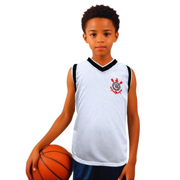 Imagem de Camiseta Infantil Corinthians Regata Basket Style Oficial