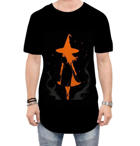 Imagem de Camiseta Longline Bruxa Halloween Laranja Festa 2