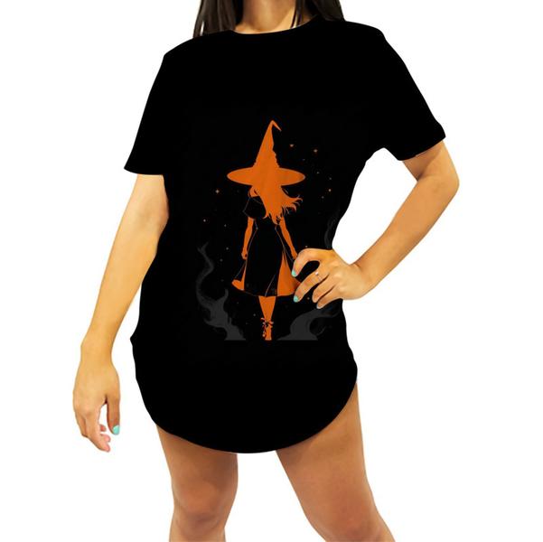 Imagem de Camiseta Longline Bruxa Halloween Laranja Festa 2