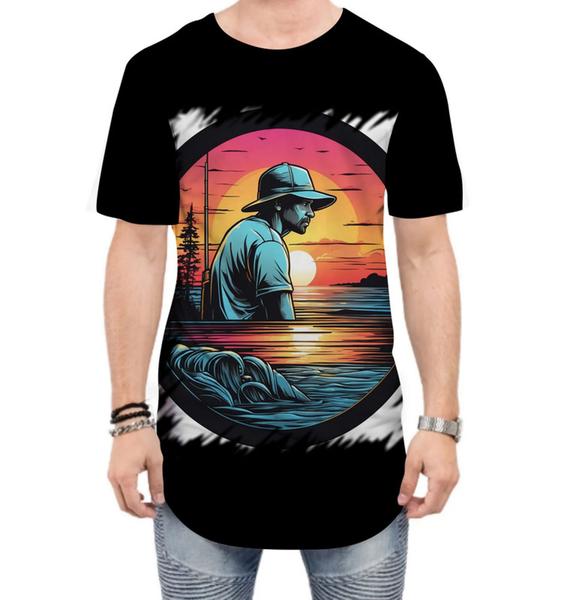 Imagem de Camiseta Longline Pesca Esportiva Pôr do Sol Peixes 13