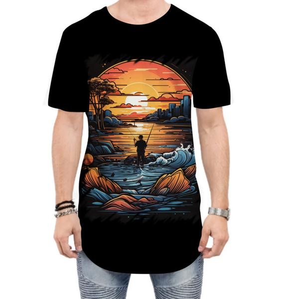 Imagem de Camiseta Longline Pesca Esportiva Pôr do Sol Peixes 5