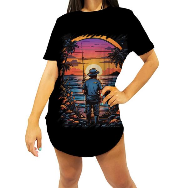 Imagem de Camiseta Longline Pesca Esportiva Pôr do Sol Peixes 6