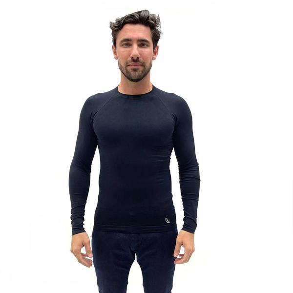 Camiseta lupo térmica run manga longa preto masculina Imagem de Camiseta lupo térmica run manga longa preto masculina