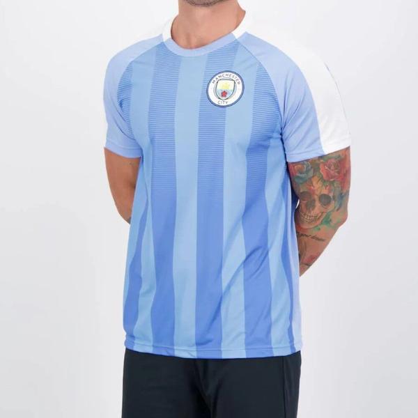 Imagem de Camiseta Manchester City Stripes Celeste/Branco