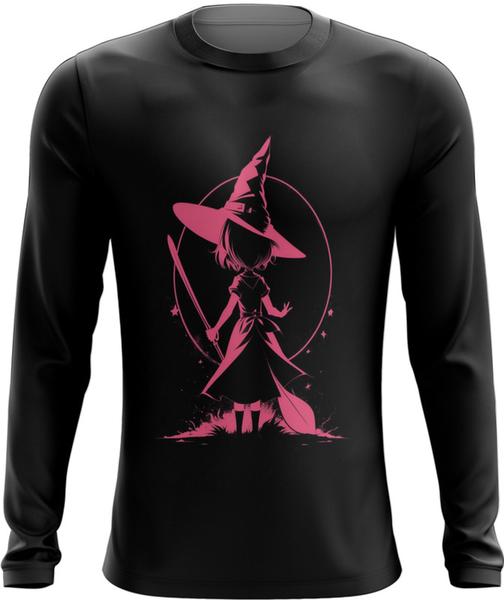 Imagem de Camiseta Manga Longa Bruxa Halloween Rosa 3