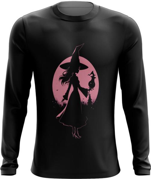 Imagem de Camiseta Manga Longa Bruxa Halloween Rosa 9