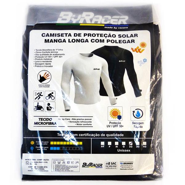 Imagem de Camiseta Manga Longa c/ Polegar Proteção Solar UV50+ ByRacer - Cor Branca - Tamanho G