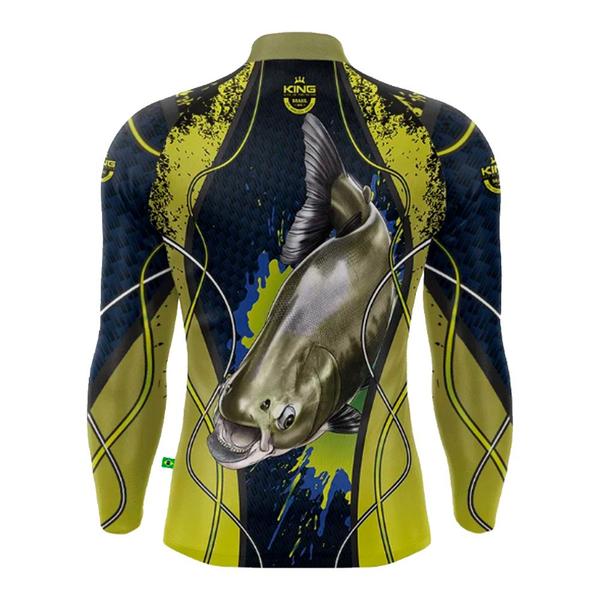 Imagem de Camiseta Manga Longa Esportiva Pesca King Brasil Poliéster KD00192 FPS UV 50+