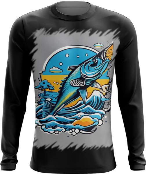 Imagem de Camiseta Manga Longa Pesca Esportiva Peixes Azul Paz 2