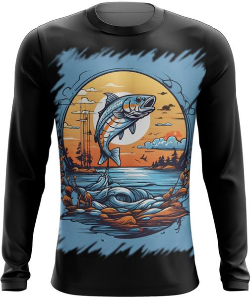 Imagem de Camiseta Manga Longa Pesca Esportiva Peixes Azul Paz 5