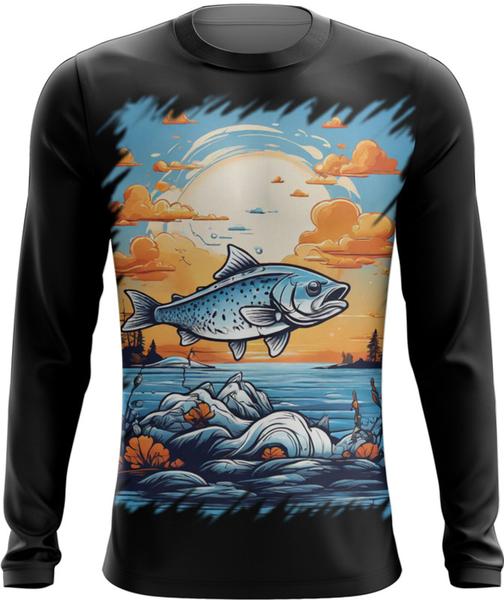 Imagem de Camiseta Manga Longa Pesca Esportiva Peixes Azul Paz 6