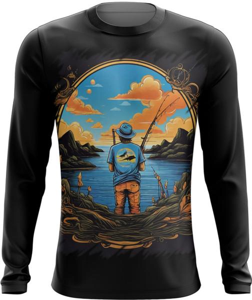 Imagem de Camiseta Manga Longa Pesca Esportiva Peixes Azul Paz 8