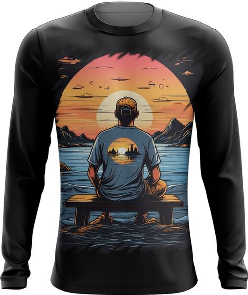 Imagem de Camiseta Manga Longa Pesca Esportiva Pôr do Sol Peixes 19