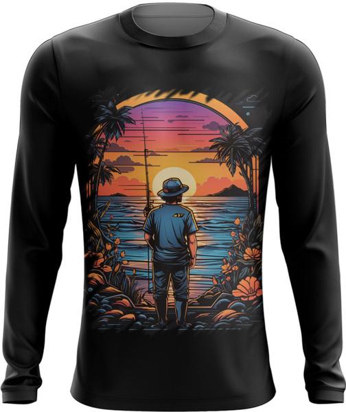 Imagem de Camiseta Manga Longa Pesca Esportiva Pôr do Sol Peixes 6