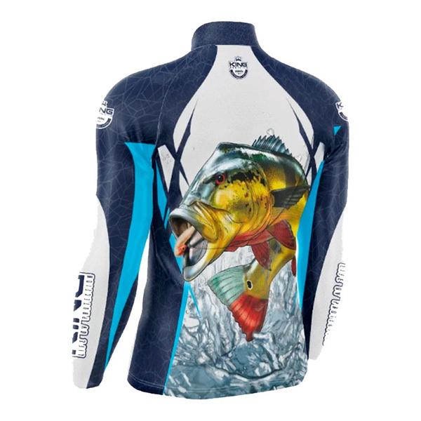 Imagem de Camiseta Manga Longa Poliéster Esportiva Pesca King Brasil KD00206 FPS UV 50+