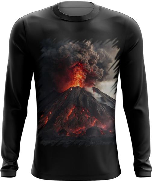 Imagem de Camiseta Manga Longa Vulcão em Erupção Destruição 3