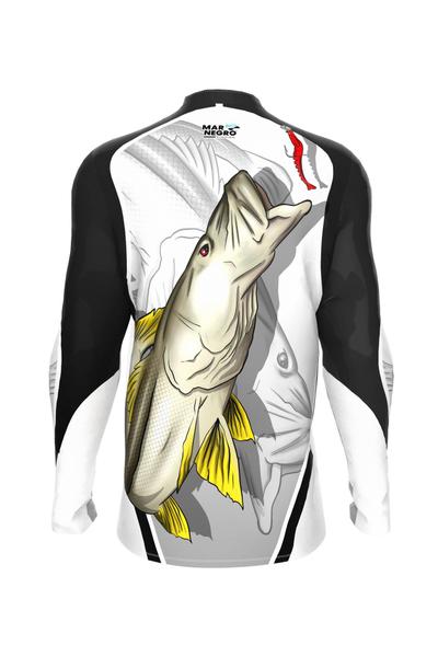 Imagem de Camiseta Mar Negro Peixe Pesca Proteção Solar 50+ Com Luvinha Tucunaré Tamanho Especial G1