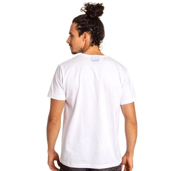 Imagem de Camiseta Masculina Algodão Burly Heads Estampa Praia Estilo Surf Skate Branca