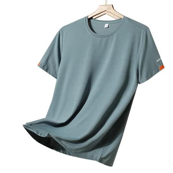 Imagem de Camiseta Masculina de Seda Gelada - Gola Redonda, Secagem Rápida e Respirável para Corrida