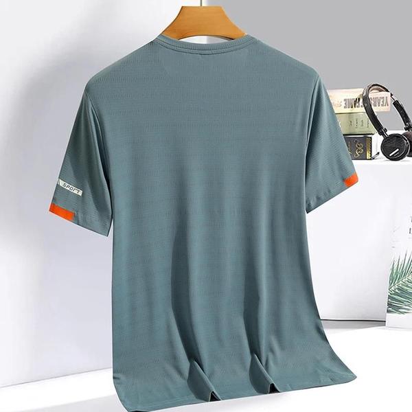 Imagem de Camiseta Masculina de Seda Gelada - Gola Redonda, Secagem Rápida e Respirável para Corrida