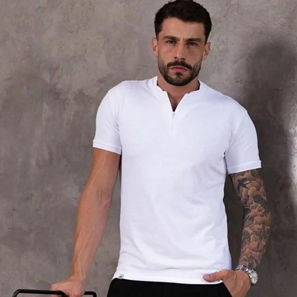 Imagem de Camiseta Masculina Gola Zíper Piquet Premium