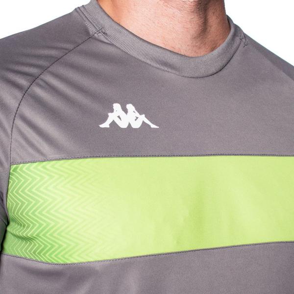 Imagem de Camiseta Masculina Kappa Future Listra Cinza Escuro/Verde