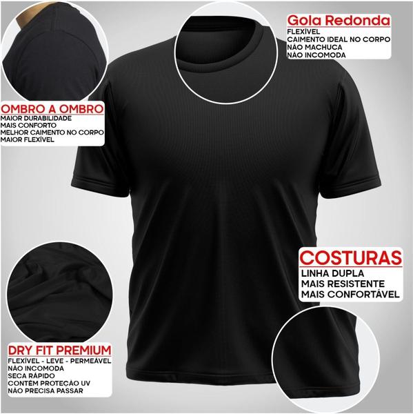 Camiseta Masculina Kit 3 Camisa Dry Fit Manga Curta Alta Transpiração P/Esportes Academia Caminhada - Moda Fashion Imagem de Camiseta Masculina Kit 3 Camisa Dry Fit Manga Curta Alta Transpiração P/Esportes Academia Caminhada