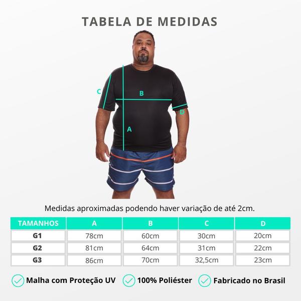 Imagem de Camiseta Masculina Plus Size Manga Curta Dry Fit Lisa Proteção Solar UV Térmica Camisa Treino Academia Praia