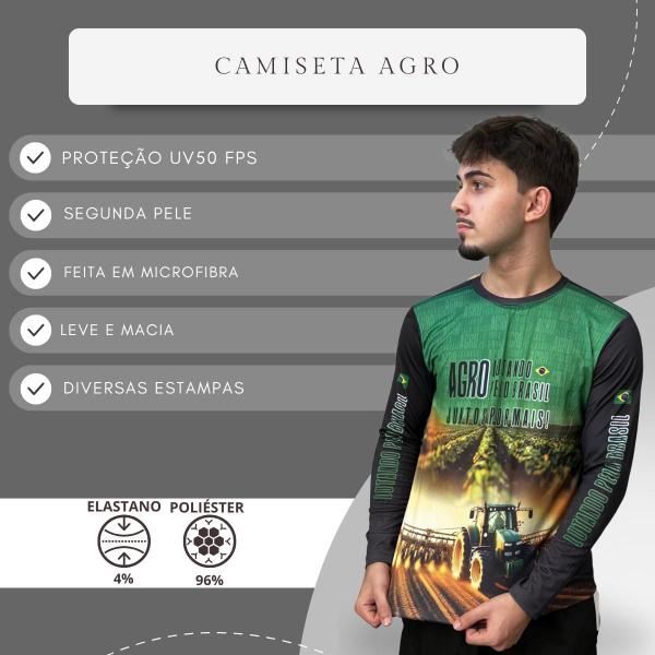 Imagem de Camiseta Masculina Térmica Agro Camisa Proteção Solar UV50