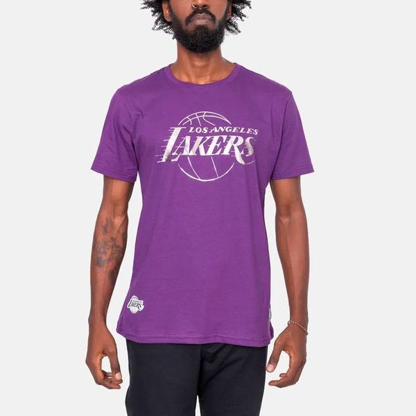 Imagem de Camiseta Nba Los Angeles Lakers logo Metálico Exclusive Masculina Roxa