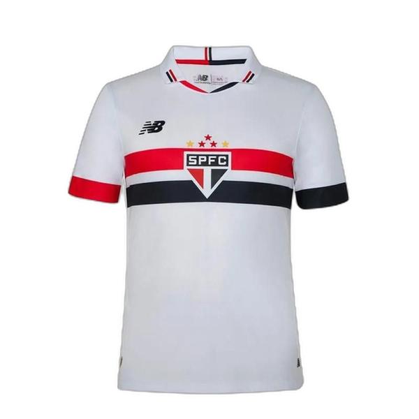 Imagem de Camiseta New Balance Home SPFC 2024 Jogador Masculina - Branco Vermelho e Preto